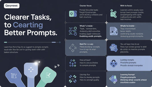 Promotional graphic for Glaynexus with text and icons about clearer tasks and better prompts.