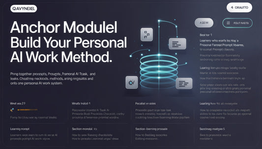Gavynexel Anchor Module interface for building a personal AI work method on a dark background