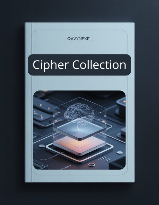 Book cover of 'Cipher Collection' by Qavynexel with a futuristic design on a dark background