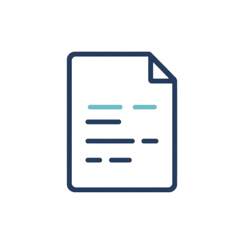 Icon of a document with text on a white background